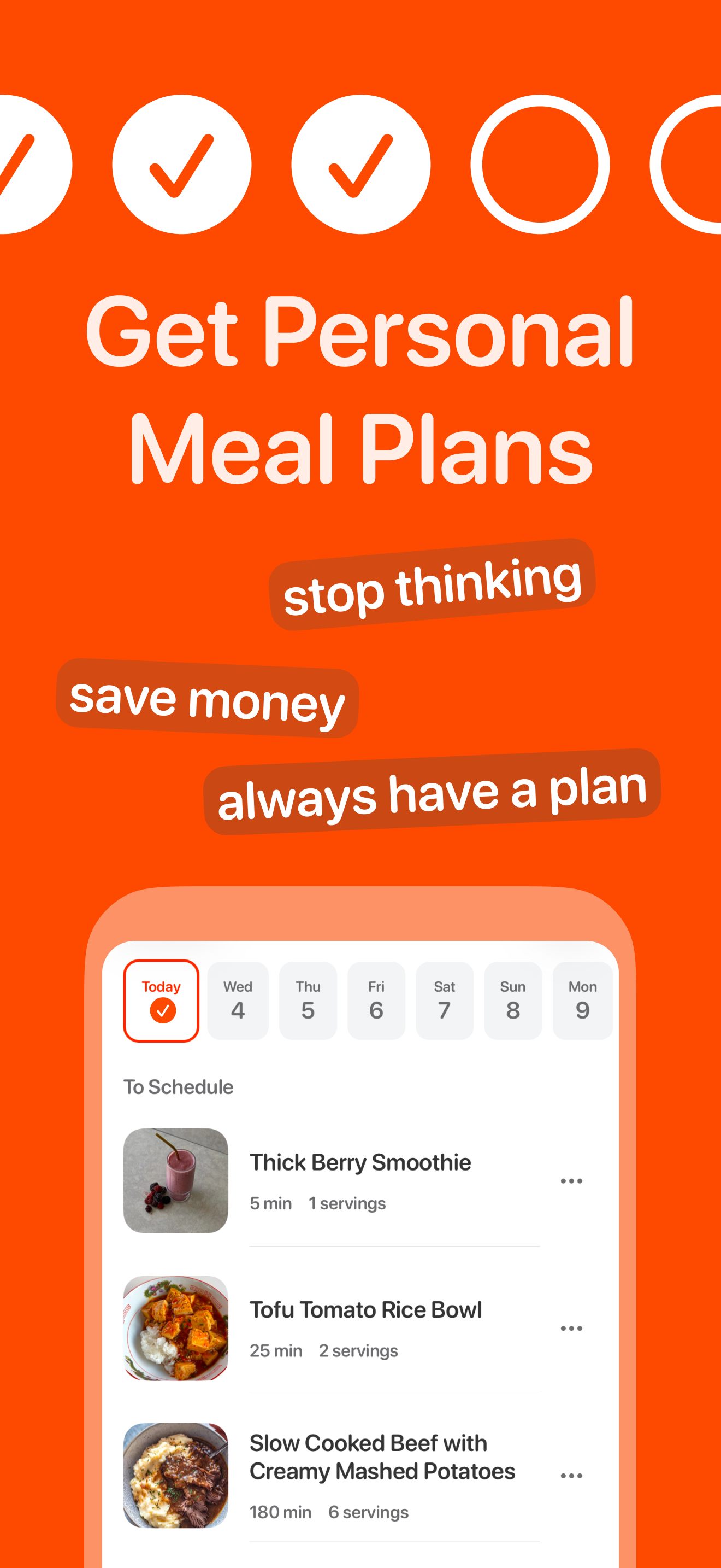 Meal planning screenshot